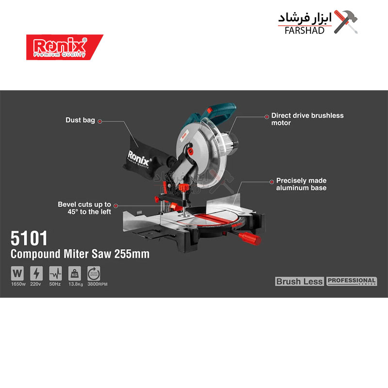 شرح جزئیات فارسی بر ثابت 255 میلی متری 1650 وات رونیکس